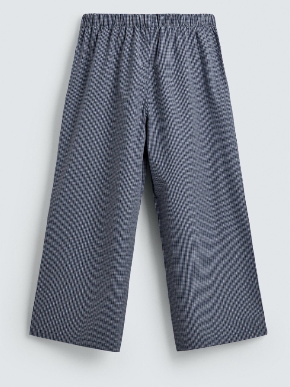 Zara Kids Navy Check Wide-Leg Elastic-Waist Pants